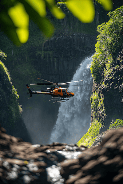 Big Island Helikopterflug am Wasserfall