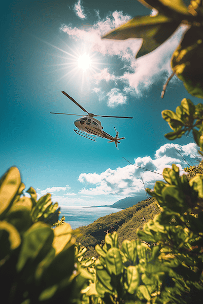 Oahu, Hawaii: Helikopterflug an der Küste