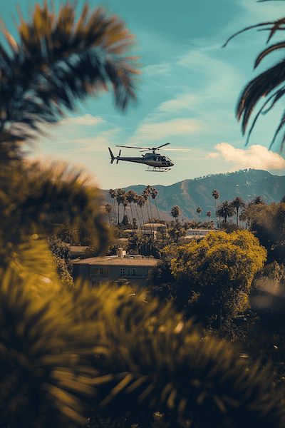 Los Angeles Helikopterflug am Hollywood-Sign