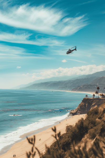 L. A. Helikopterflug an der Küste